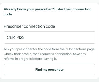 Actual find-by-code form using example code CERT-123